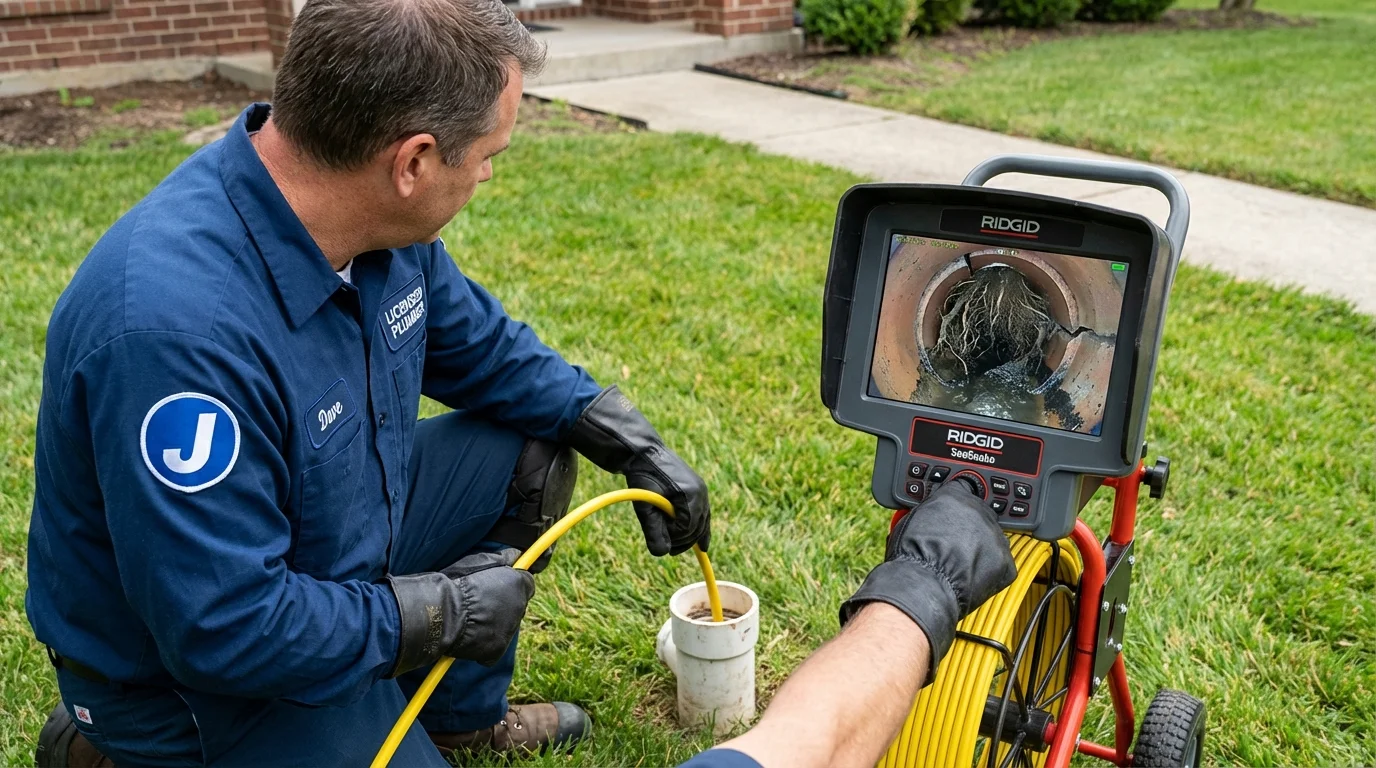 Sewer camera inspection being performed by Johns Plumbing LLC in Nickerson